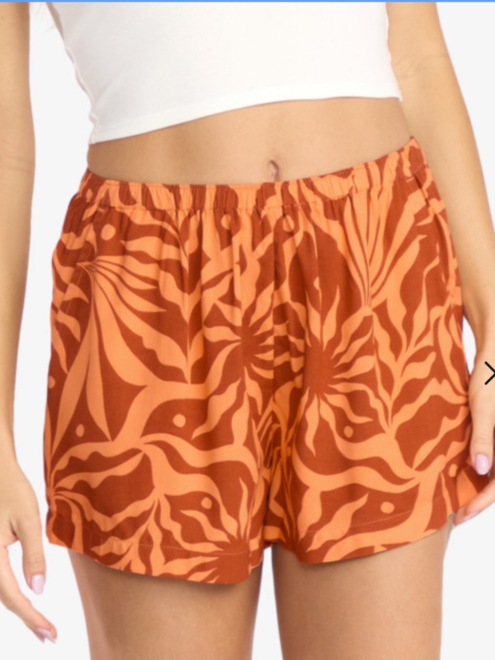 Billabong Sun Fade  Women's Orange Rust Botanical Print Shorts